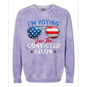 IM Voting For The Convicted Felon Funny Retro American Flag Colorblast Crewneck Sweatshirt