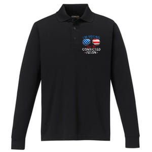 IM Voting For The Convicted Felon Funny Retro American Flag Performance Long Sleeve Polo