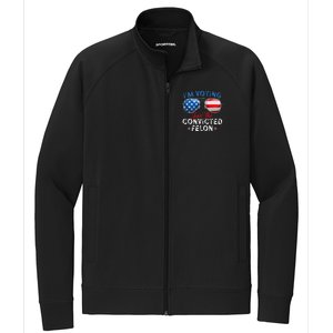 IM Voting For The Convicted Felon Funny Retro American Flag Stretch Full-Zip Cadet Jacket