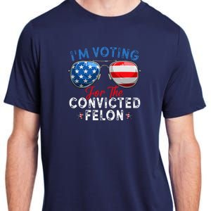 IM Voting For The Convicted Felon Funny Retro American Flag Adult ChromaSoft Performance T-Shirt