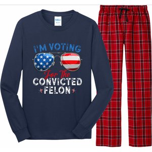 IM Voting For The Convicted Felon Funny Retro American Flag Long Sleeve Pajama Set