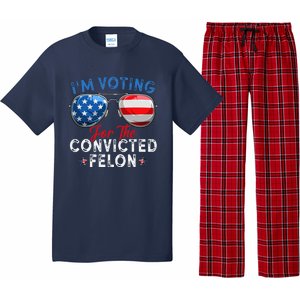 IM Voting For The Convicted Felon Funny Retro American Flag Pajama Set