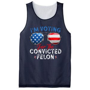 IM Voting For The Convicted Felon Funny Retro American Flag Mesh Reversible Basketball Jersey Tank