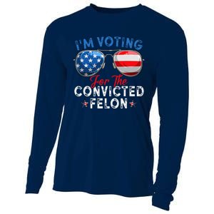 IM Voting For The Convicted Felon Funny Retro American Flag Cooling Performance Long Sleeve Crew