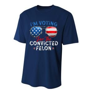 IM Voting For The Convicted Felon Funny Retro American Flag Performance Sprint T-Shirt