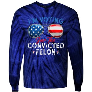 IM Voting For The Convicted Felon Funny Retro American Flag Tie-Dye Long Sleeve Shirt