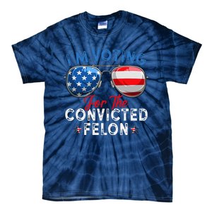 IM Voting For The Convicted Felon Funny Retro American Flag Tie-Dye T-Shirt