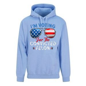 IM Voting For The Convicted Felon Funny Retro American Flag Unisex Surf Hoodie