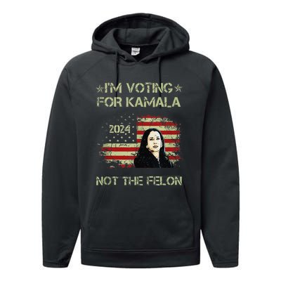 IM Voting For Kamalaharris 2024 Not The Felon Us Flag Gift Performance Fleece Hoodie