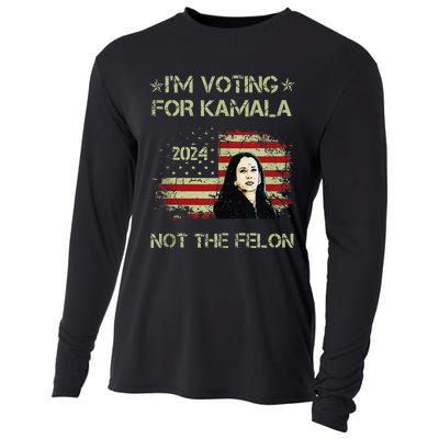 IM Voting For Kamalaharris 2024 Not The Felon Us Flag Gift Cooling Performance Long Sleeve Crew