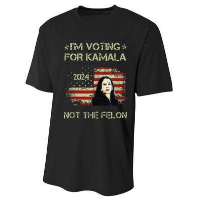 IM Voting For Kamalaharris 2024 Not The Felon Us Flag Gift Performance Sprint T-Shirt