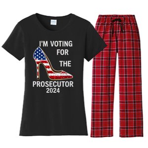 I’M Voting For The Prosecutor High Heel Stilettos Us Flag Vote President Kamala Women's Flannel Pajama Set