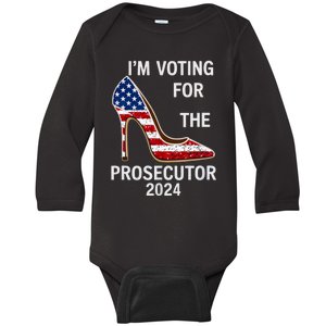 I’M Voting For The Prosecutor High Heel Stilettos Us Flag Vote President Kamala Baby Long Sleeve Bodysuit