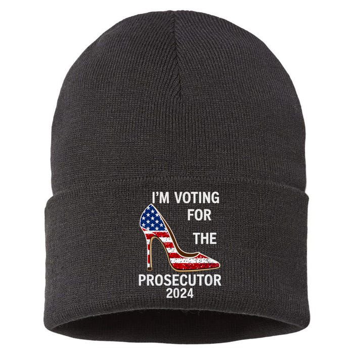 I’M Voting For The Prosecutor High Heel Stilettos Us Flag Vote President Kamala Sustainable Knit Beanie