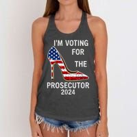 I’M Voting For The Prosecutor High Heel Stilettos Us Flag Vote President Kamala Women's Knotted Racerback Tank