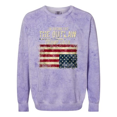 IM Voting For The Outlaw Trump 2024 Upsidedown Flag Colorblast Crewneck Sweatshirt