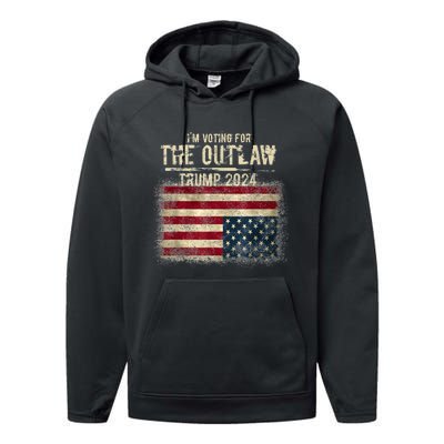 IM Voting For The Outlaw Trump 2024 Upsidedown Flag Performance Fleece Hoodie