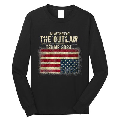 IM Voting For The Outlaw Trump 2024 Upsidedown Flag Long Sleeve Shirt