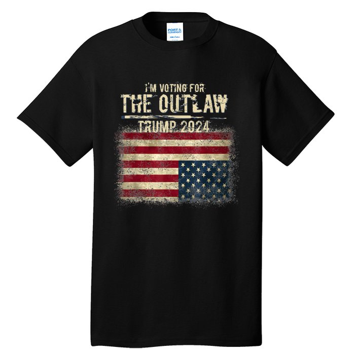 IM Voting For The Outlaw Trump 2024 Upsidedown Flag Tall T-Shirt