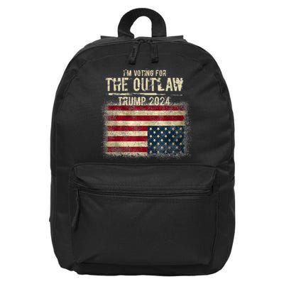 IM Voting For The Outlaw Trump 2024 Upsidedown Flag 16 in Basic Backpack