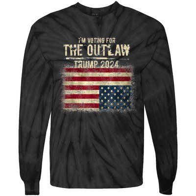 IM Voting For The Outlaw Trump 2024 Upsidedown Flag Tie-Dye Long Sleeve Shirt