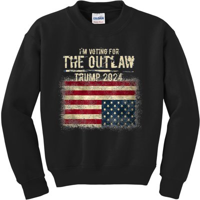 IM Voting For The Outlaw Trump 2024 Upsidedown Flag Kids Sweatshirt