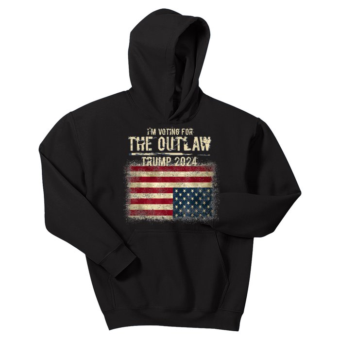 IM Voting For The Outlaw Trump 2024 Upsidedown Flag Kids Hoodie