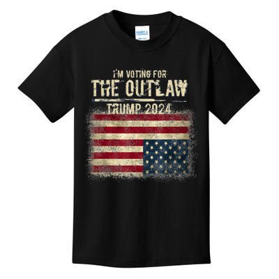 IM Voting For The Outlaw Trump 2024 Upsidedown Flag Kids T-Shirt