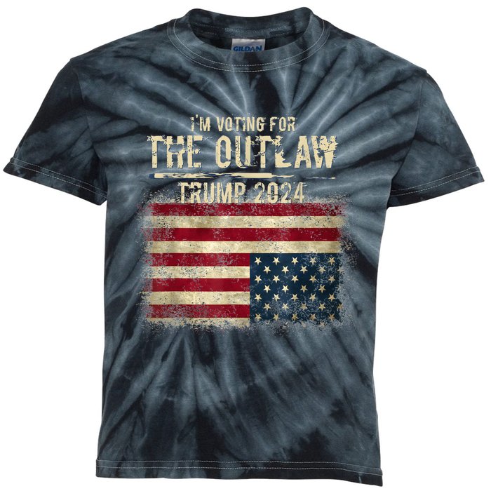 IM Voting For The Outlaw Trump 2024 Upsidedown Flag Kids Tie-Dye T-Shirt