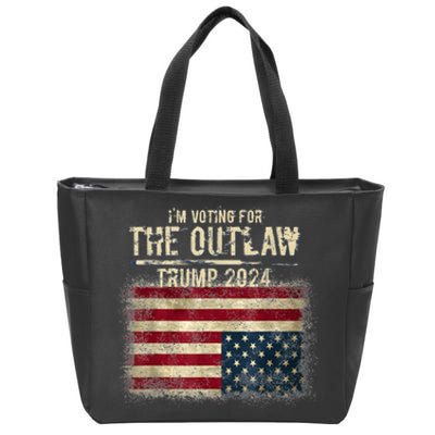 IM Voting For The Outlaw Trump 2024 Upsidedown Flag Zip Tote Bag