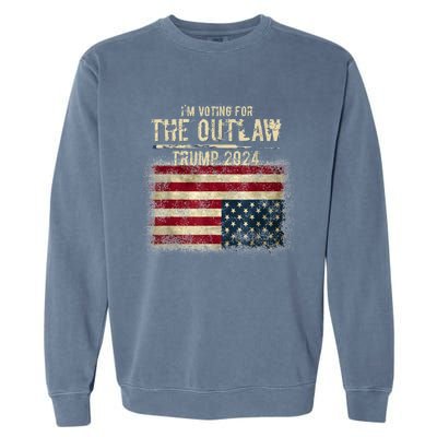 IM Voting For The Outlaw Trump 2024 Upsidedown Flag Garment-Dyed Sweatshirt