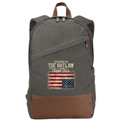 IM Voting For The Outlaw Trump 2024 Upsidedown Flag Cotton Canvas Backpack