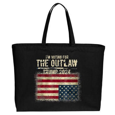 IM Voting For The Outlaw Trump 2024 Upsidedown Flag Cotton Canvas Jumbo Tote