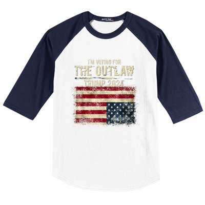 IM Voting For The Outlaw Trump 2024 Upsidedown Flag Baseball Sleeve Shirt