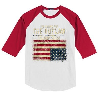 IM Voting For The Outlaw Trump 2024 Upsidedown Flag Kids Colorblock Raglan Jersey