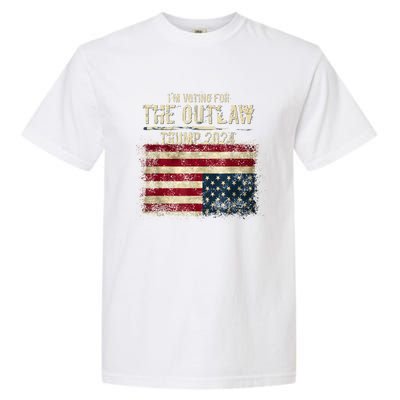 IM Voting For The Outlaw Trump 2024 Upsidedown Flag Garment-Dyed Heavyweight T-Shirt