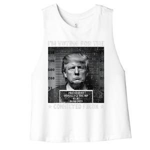 IM Voting For The Convicted Felon Funny Trump 2024 Women's Racerback Cropped Tank