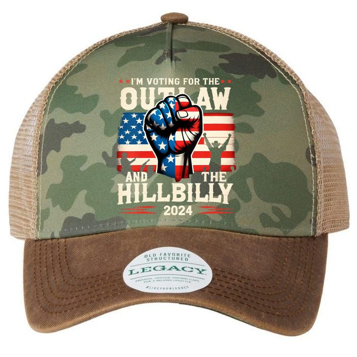 Im Voting For The Outlaw And The Hillbilly 2024 Us Flag Legacy Tie Dye Trucker Hat