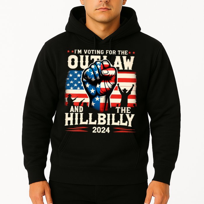 Im Voting For The Outlaw And The Hillbilly 2024 Us Flag Hoodie