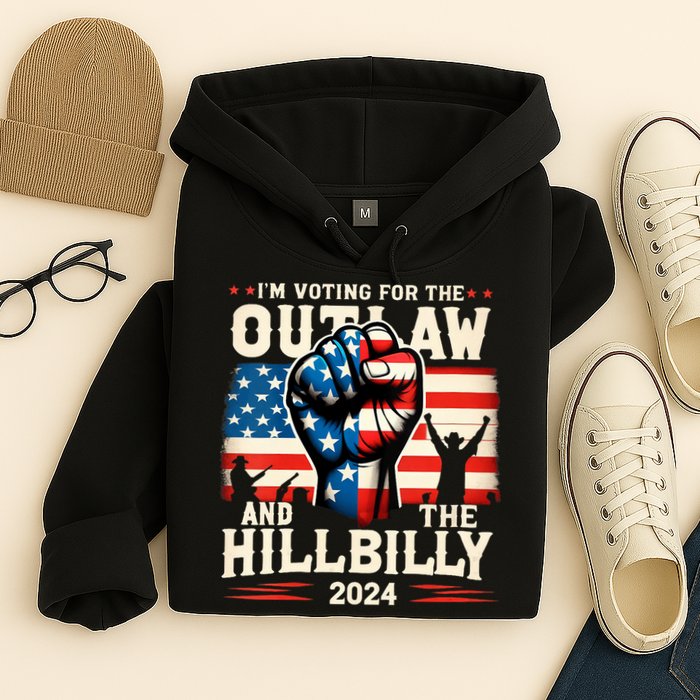 Im Voting For The Outlaw And The Hillbilly 2024 Us Flag Hoodie