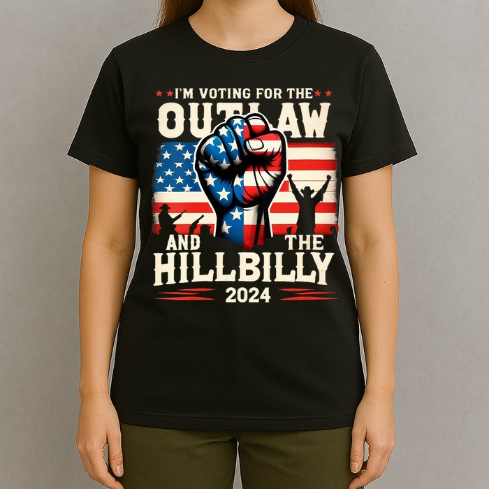 Im Voting For The Outlaw And The Hillbilly 2024 Us Flag T-Shirt