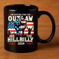 Im Voting For The Outlaw And The Hillbilly 2024 Us Flag 11oz C Handle Ceramic Mug