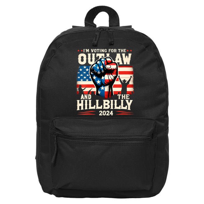 Im Voting For The Outlaw And The Hillbilly 2024 Us Flag 16 in Basic Backpack