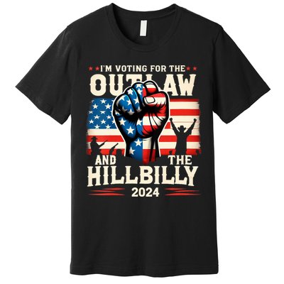Im Voting For The Outlaw And The Hillbilly 2024 Us Flag Premium T-Shirt