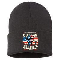 Im Voting For The Outlaw And The Hillbilly 2024 Us Flag Sustainable Knit Beanie