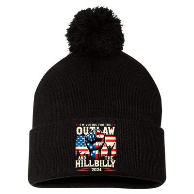 Im Voting For The Outlaw And The Hillbilly 2024 Us Flag Pom Pom 12in Knit Beanie