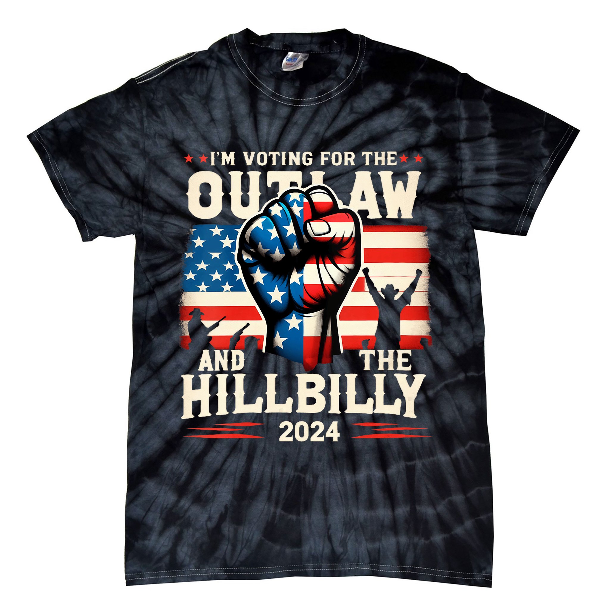 Im Voting For The Outlaw And The Hillbilly 2024 Us Flag Tie-Dye T-Shirt