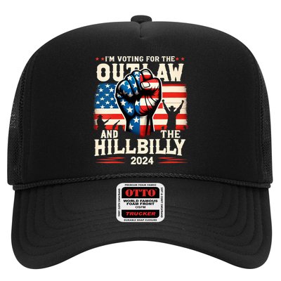 Im Voting For The Outlaw And The Hillbilly 2024 Us Flag Trucker Hat