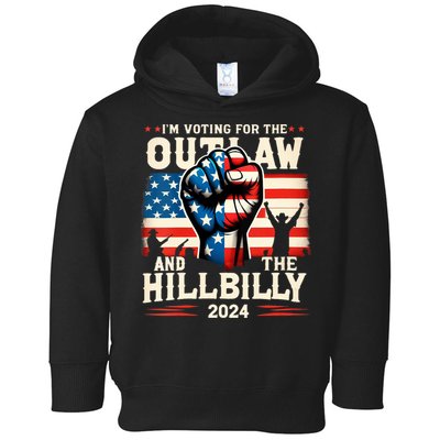 Im Voting For The Outlaw And The Hillbilly 2024 Us Flag Toddler Hoodie