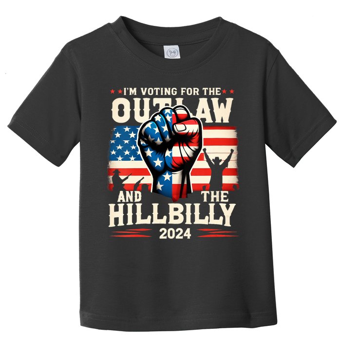 Im Voting For The Outlaw And The Hillbilly 2024 Us Flag Toddler T-Shirt